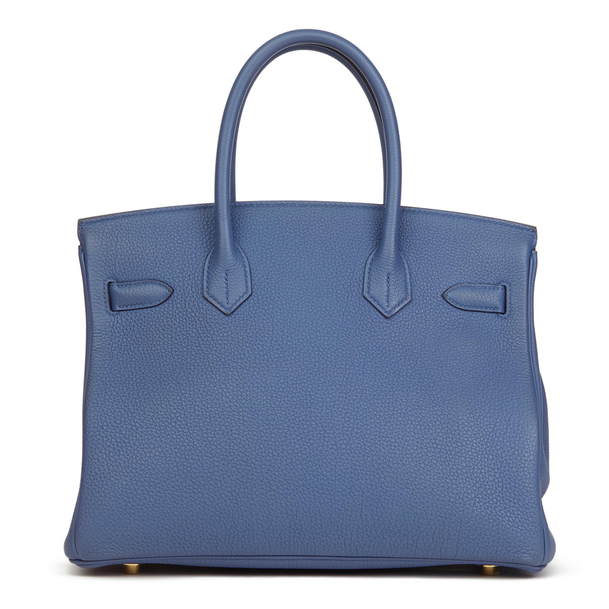 2018 Hermès Blue Brighton Togo Leather Birkin 30cm In Excellent Condition In Bishop's Stortford, Hertfordshire