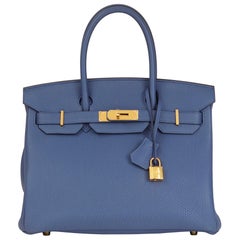 2018 Hermès Blue Brighton Togo Leather Birkin 30cm