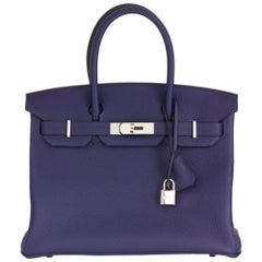 2018 Hermes Blue Encre Togo Leather Birkin 30cm