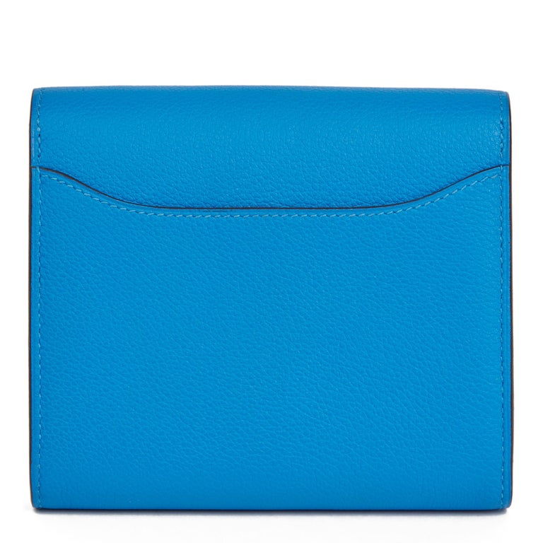 2018 Hermes Blue Hydra Evercolor Leather Constance Compact Wallet at ...