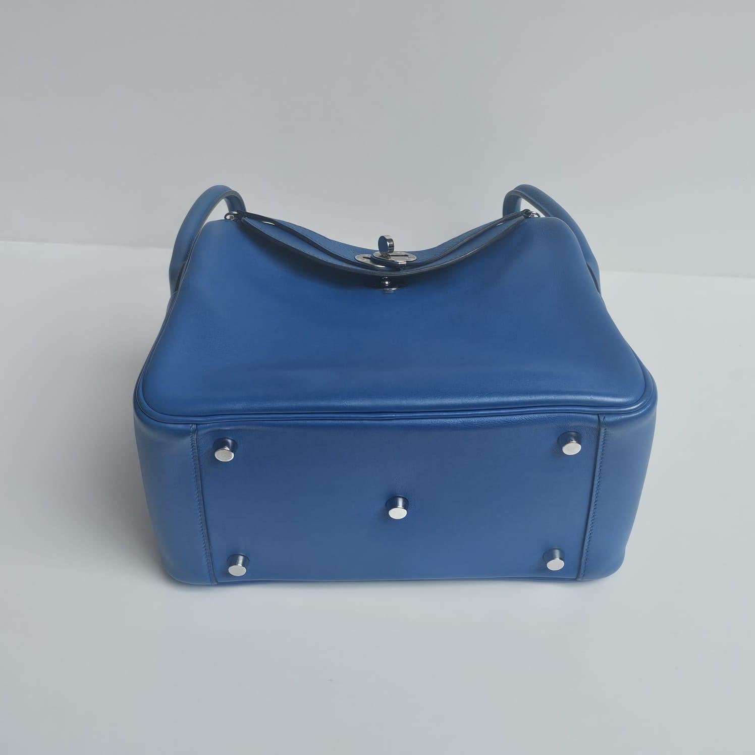 2018 Hermes Blue Zanzibar Swift Tressage Lindy 26 Bag For Sale 8