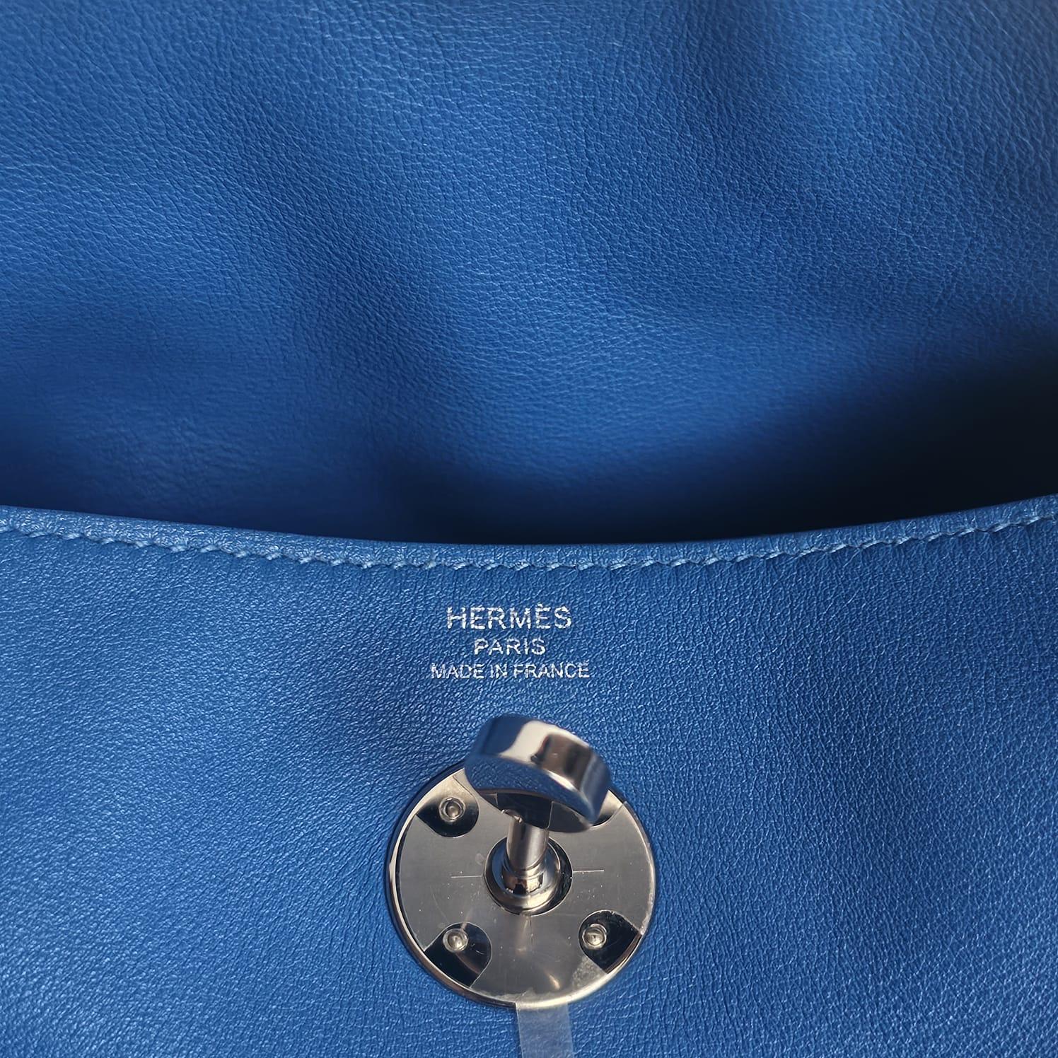 2018 Hermes Blue Zanzibar Swift Tressage Lindy 26 Bag For Sale 16