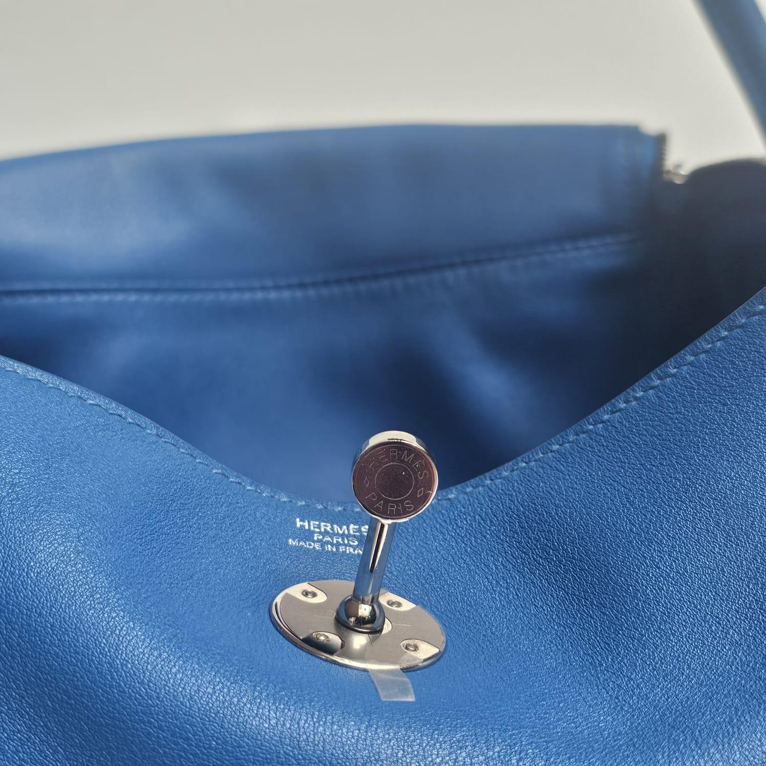 2018 Hermes Blue Zanzibar Swift Tressage Lindy 26 Bag For Sale 3