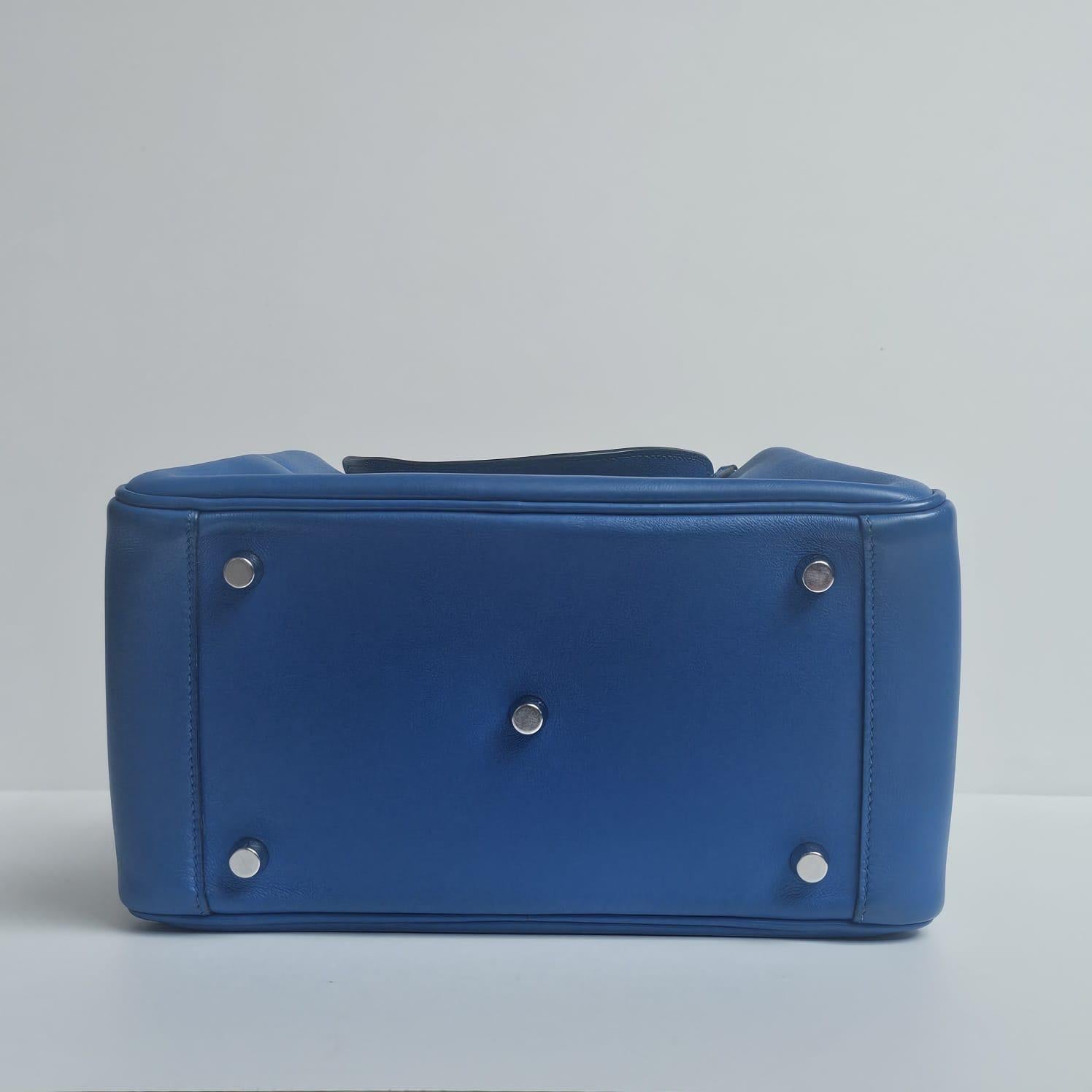 2018 Hermes Blue Zanzibar Swift Tressage Lindy 26 Bag For Sale 5