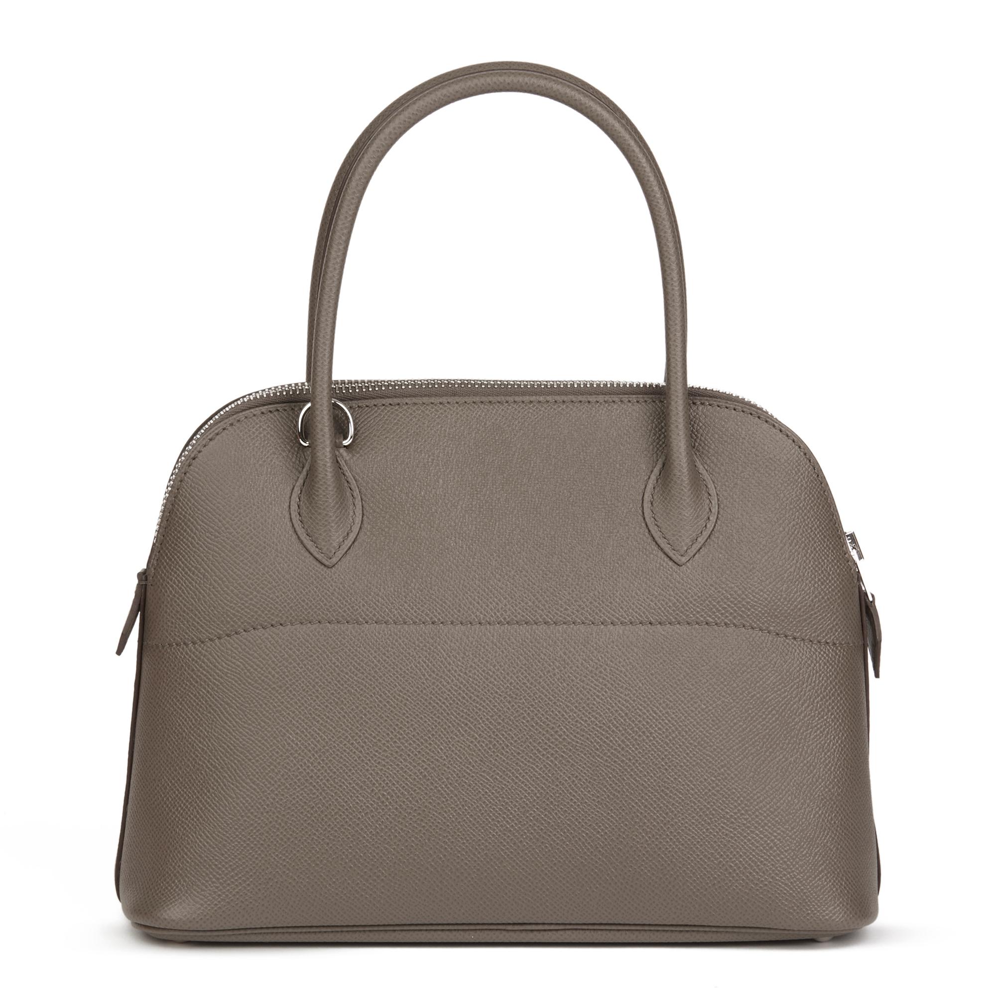 2018 Hermès Etain Epsom Leather Bolide 27cm In Excellent Condition In Bishop's Stortford, Hertfordshire
