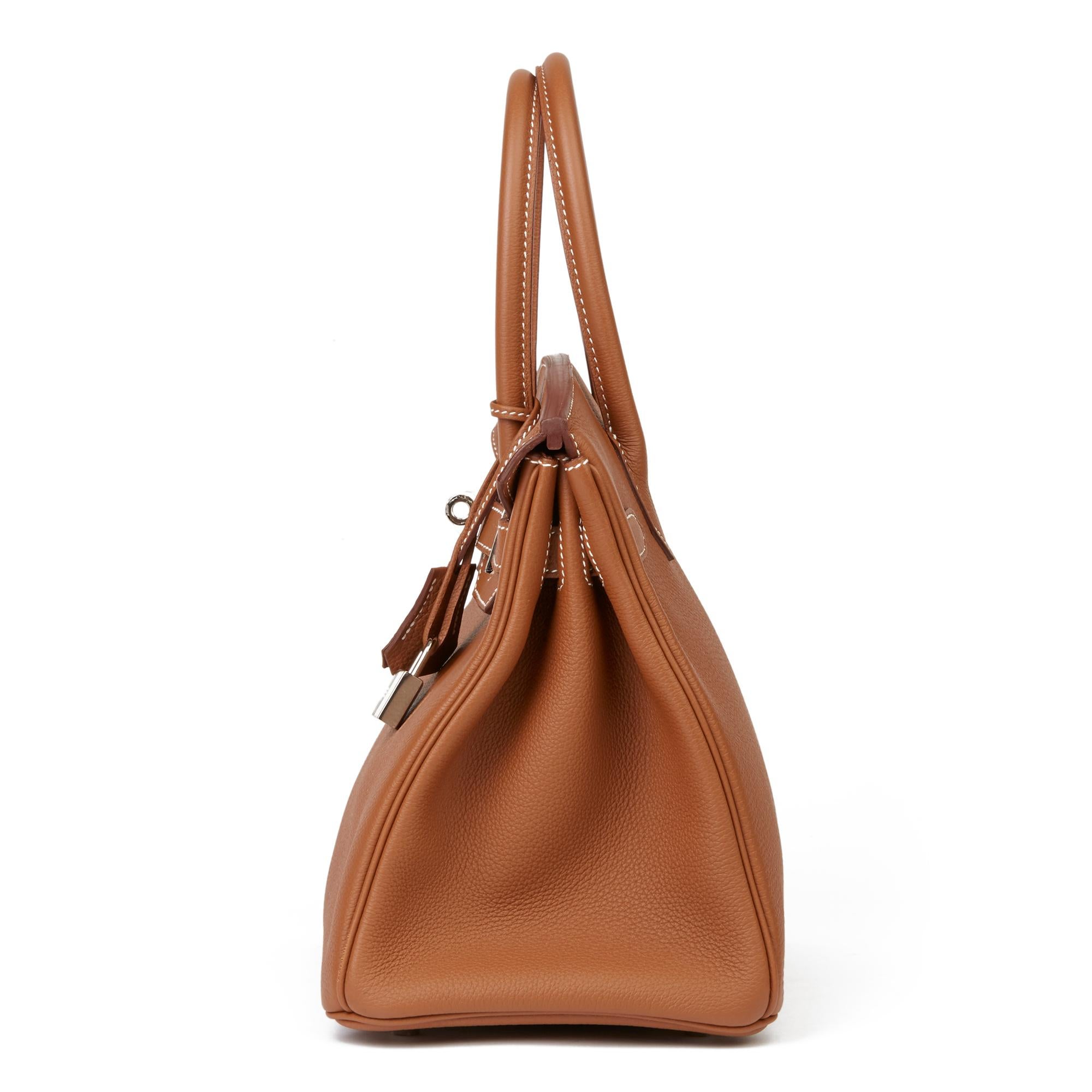 Brown 2018 Hermès Gold Togo Leather Birkin 30cm