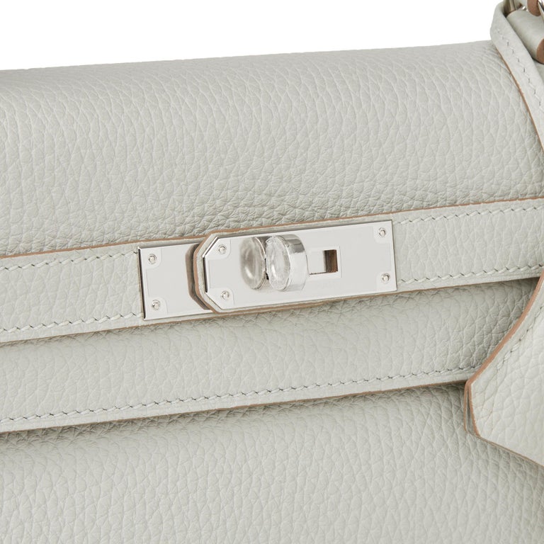 Hermès Kelly 32cm Bag in Gris Tourterelle Clemence Leather with Gold H –  Sellier