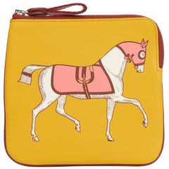 2018 Hermes Juane Ambre, Rouge H & Rose Azalee Swift Leather Carre Pocket Pouch