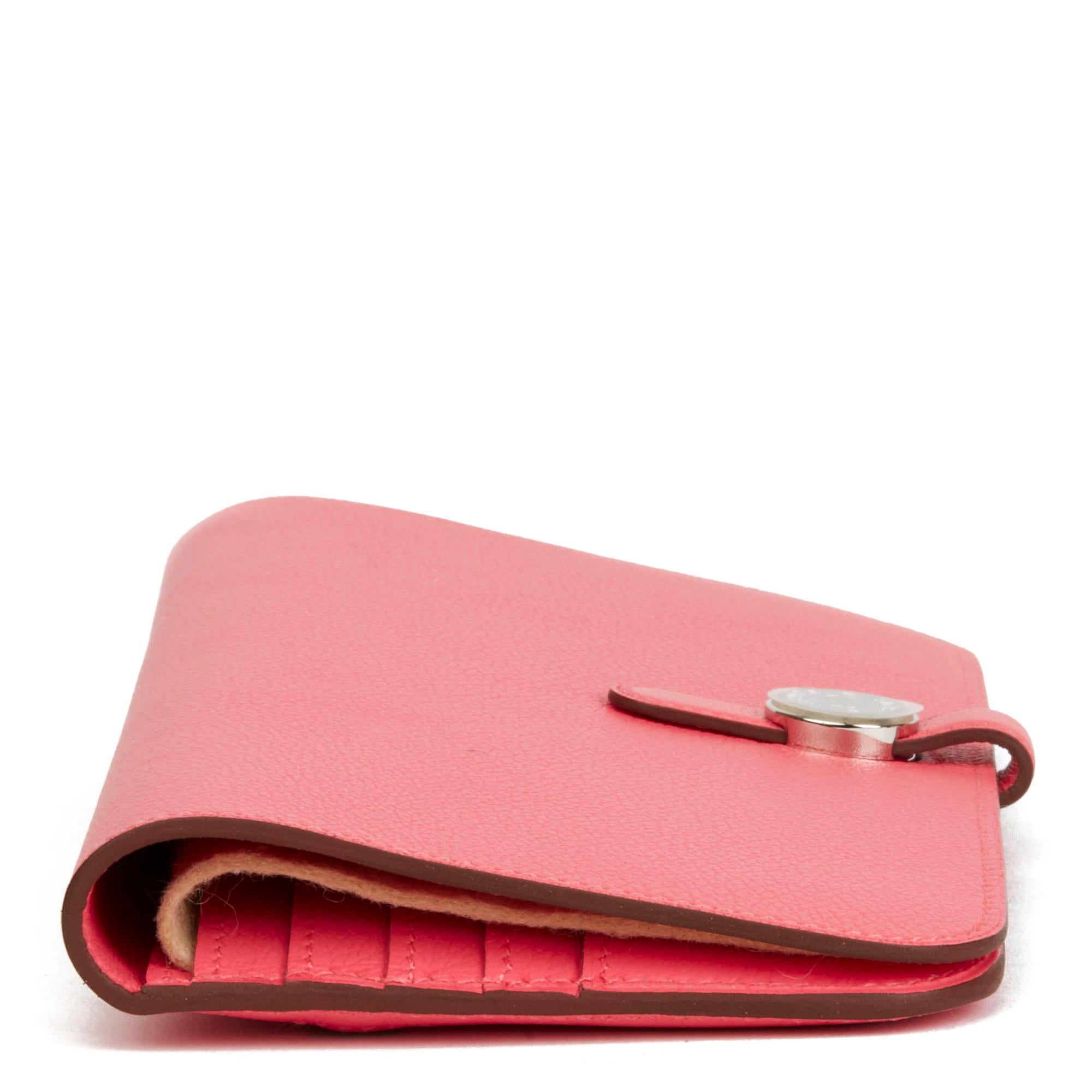 2018 Hermès Rose Azalee Evercolor Leather Dogon Recto-Verso Wallet In Excellent Condition In Bishop's Stortford, Hertfordshire