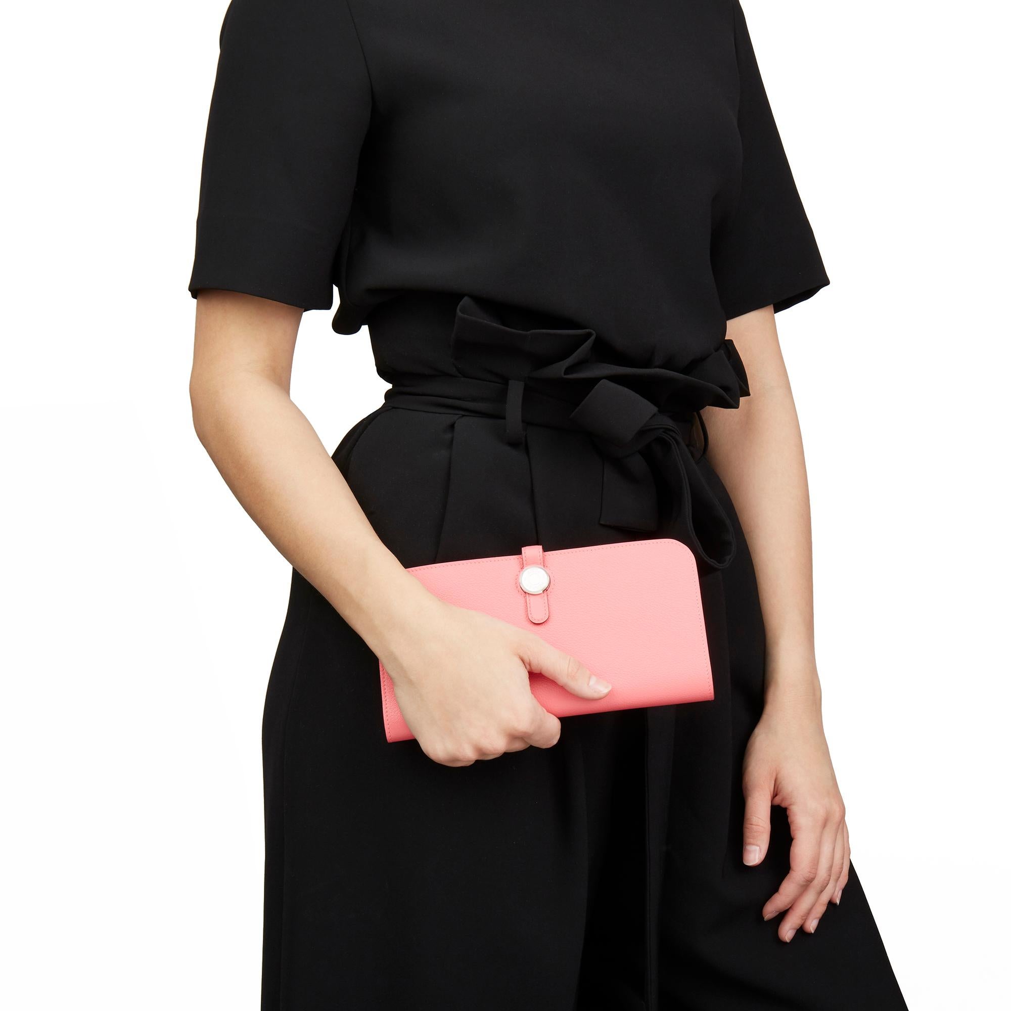 Women's 2018 Hermès Rose Azalee Evercolor Leather Dogon Recto-Verso Wallet