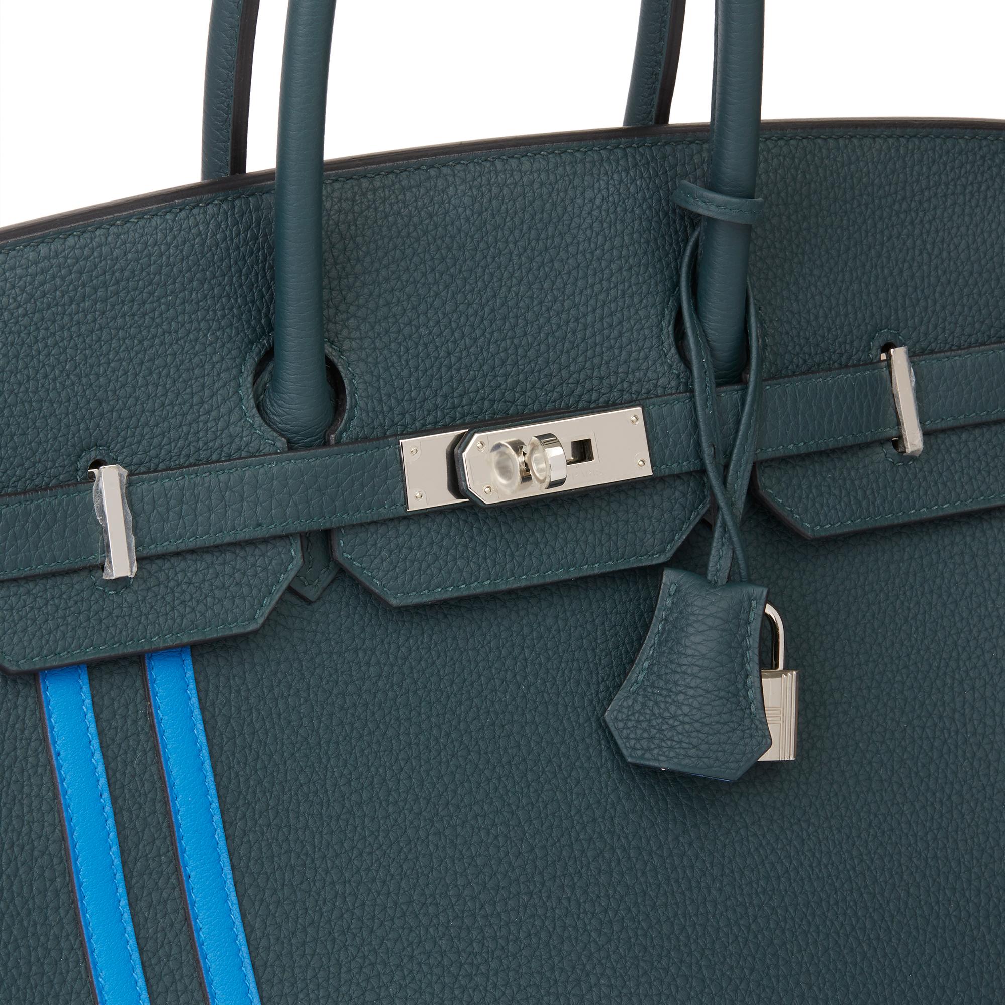 2018 Hermès Vert Cypres Togo & Bleu Zellige Swift Leather Officier Birkin 35cm 1