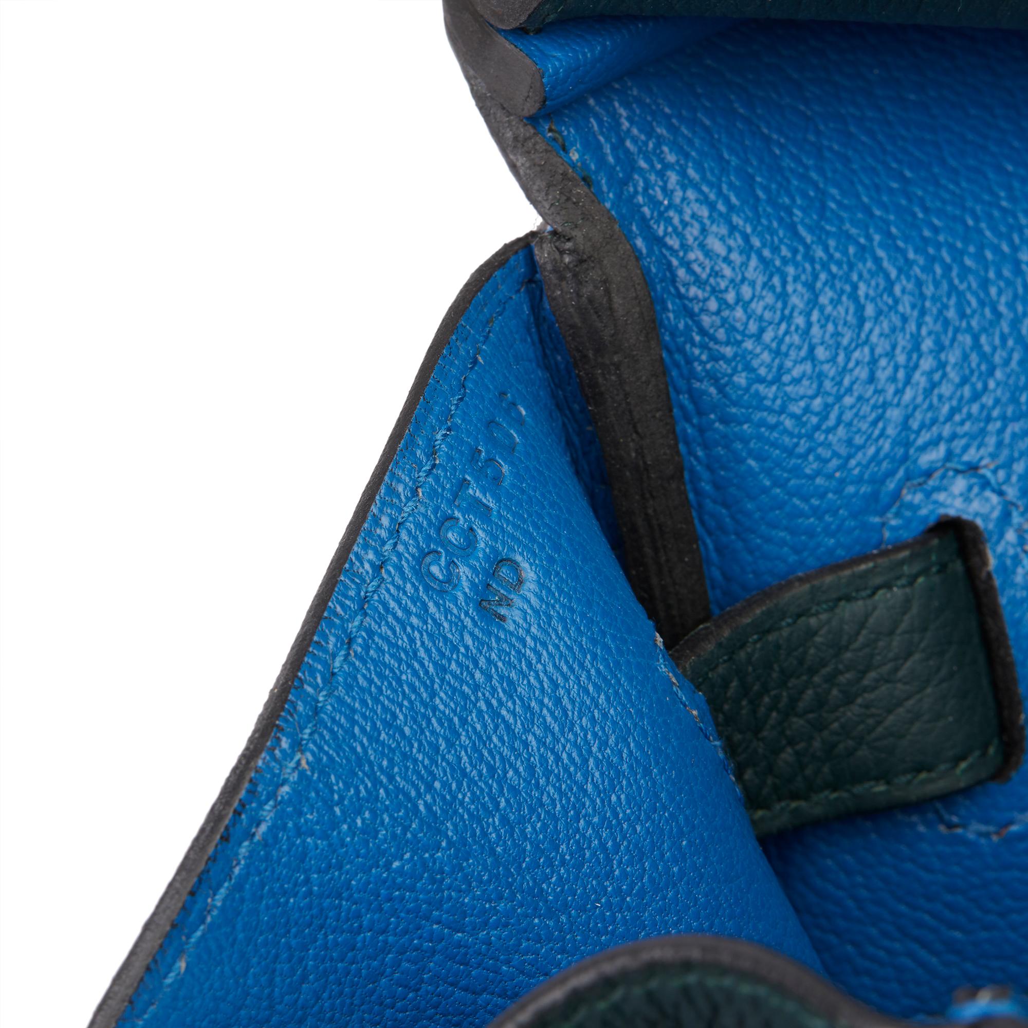 2018 Hermès Vert Cypres Togo & Bleu Zellige Swift Leather Officier Birkin 35cm 3