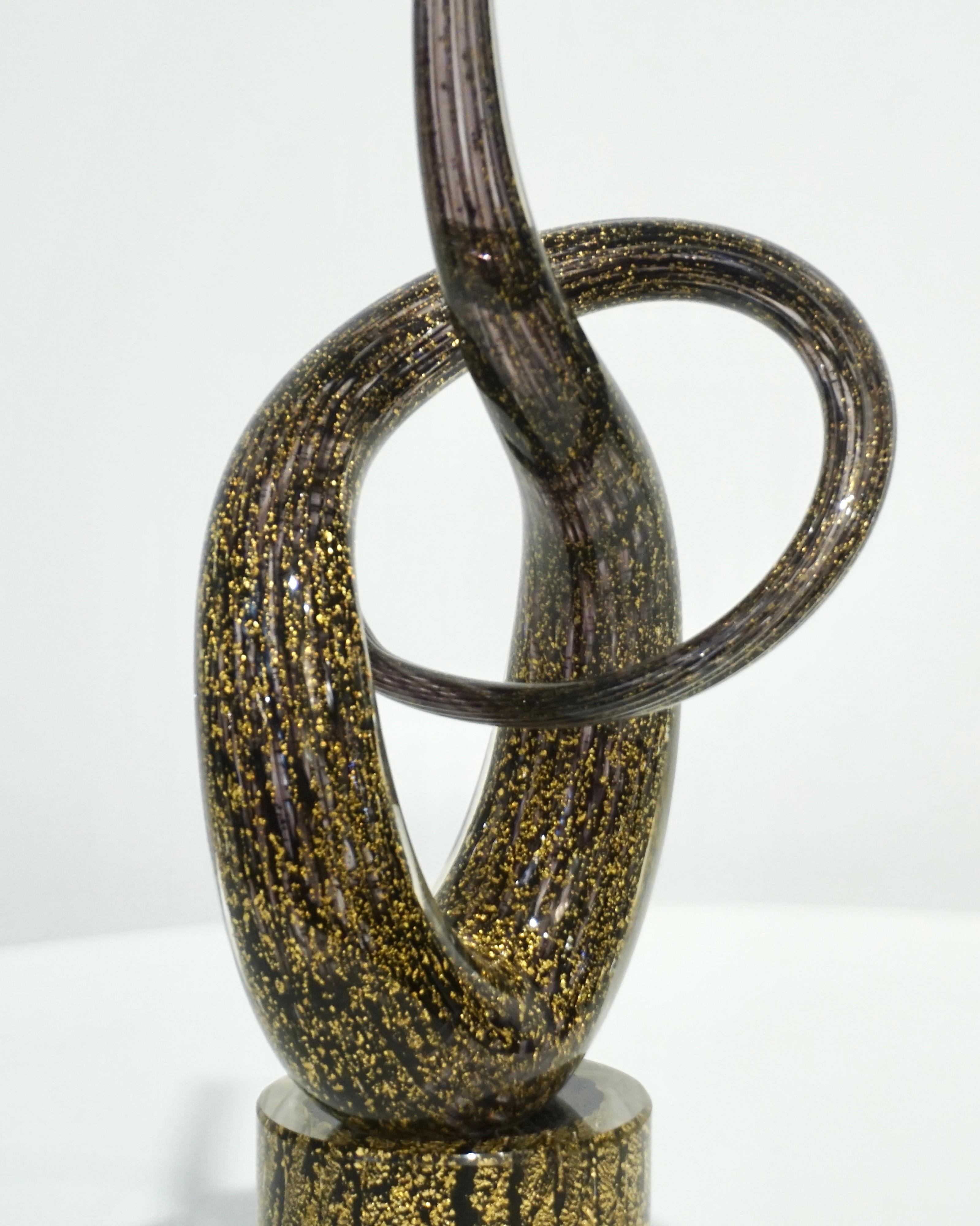 2018 Italian Organic Purple & Gold Murano Glass Abstract Twisted Curl Sculpture en vente 9