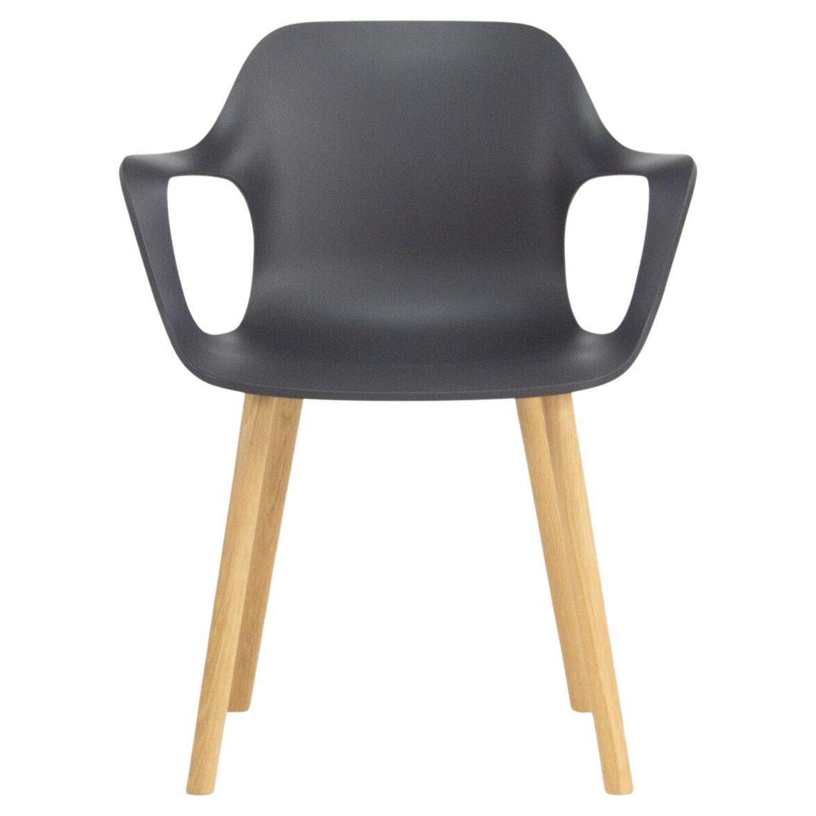2018 Jasper Morrison for Vitra HAL Armchair with Black Seat and Oak Wood Legs For Sale