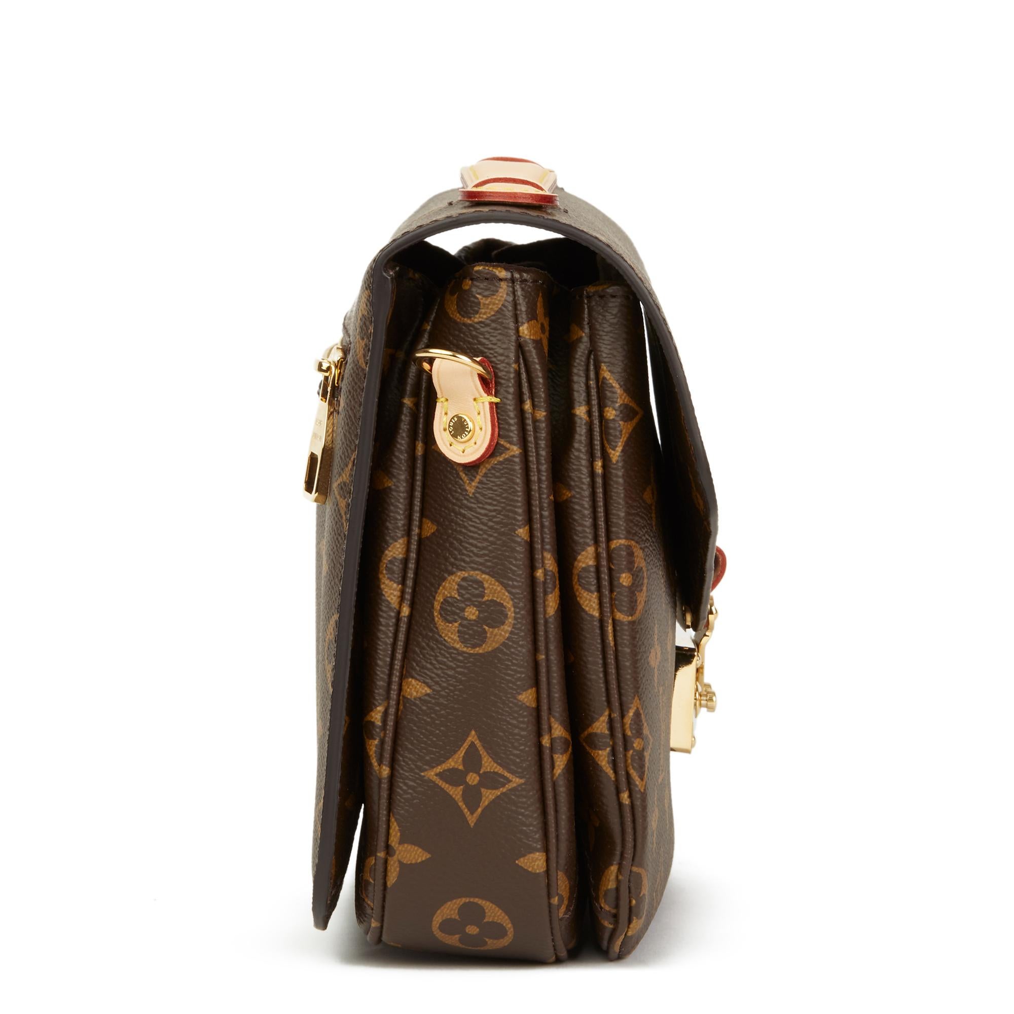 LOUIS VUITTON
Brown Monogram Coated Canvas Pochette Metis

Reference: HB2459
Serial Number: DR5128
Age (Circa): 2018
Accompanied By: Louis Vuitton Dust Bag, Box, Care Booklet, Copy of Invoice
Authenticity Details: Date Stamp (Made in France)
Gender: