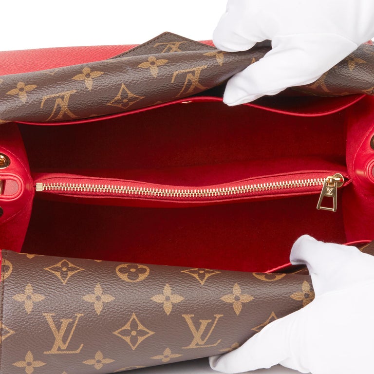 LOUIS VUITTON Double V Grained Leather Monogram Shoulder Bag Rubis