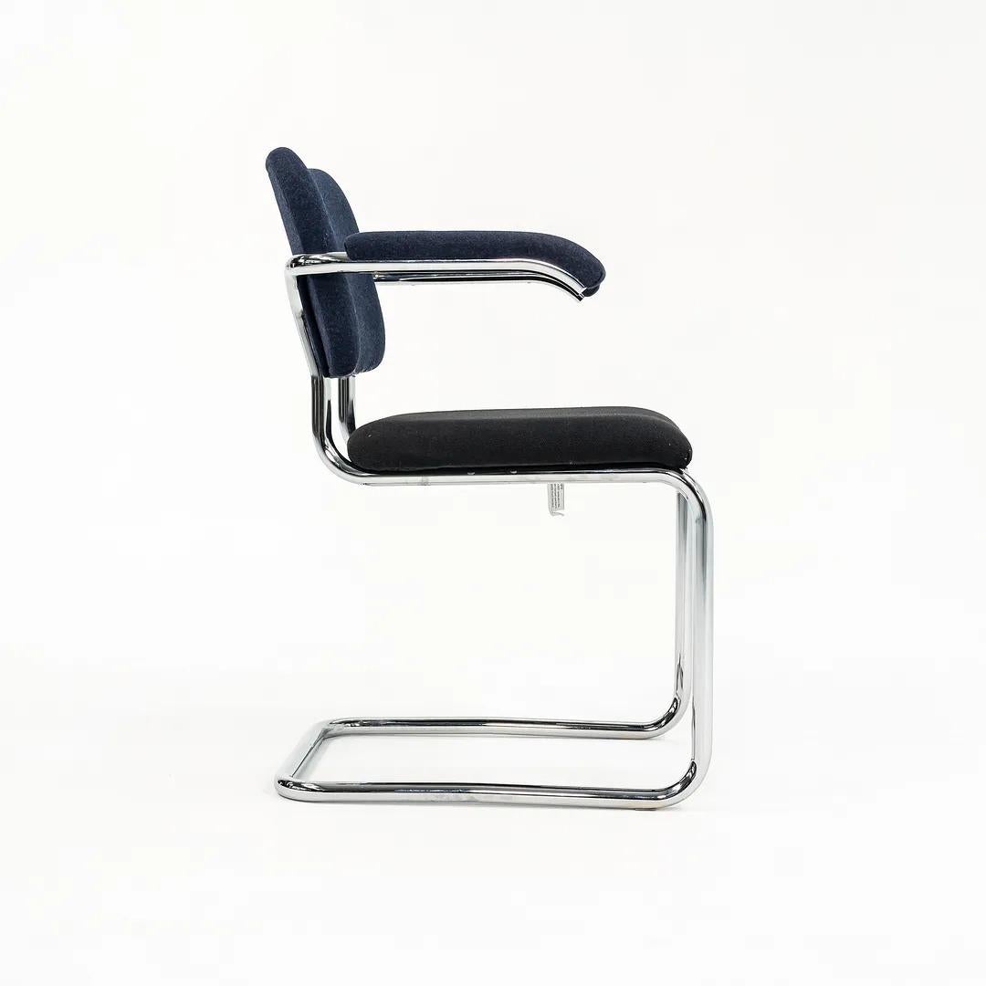 2018 Marcel Breuer for Knoll Cesca Armchair in Blue & Black Fabric, Model 50A For Sale 3