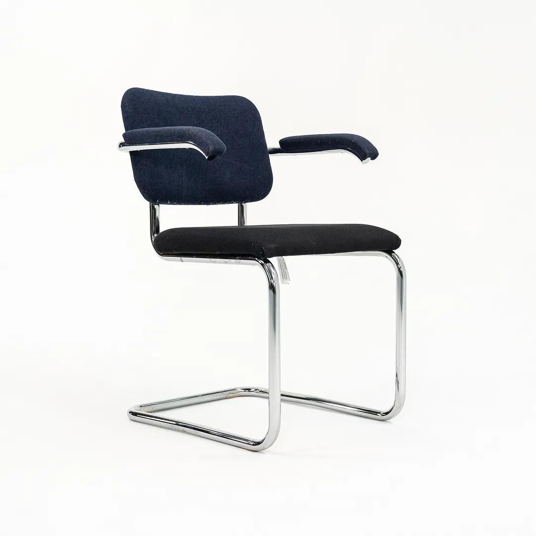 2018 Marcel Breuer for Knoll Cesca Armchair in Blue & Black Fabric, Model 50A For Sale 4