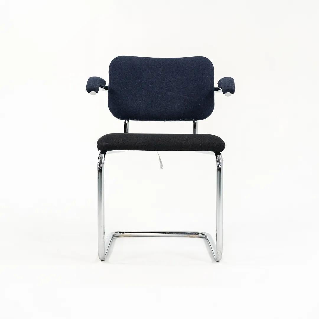 American 2018 Marcel Breuer for Knoll Cesca Armchair in Blue & Black Fabric, Model 50A For Sale