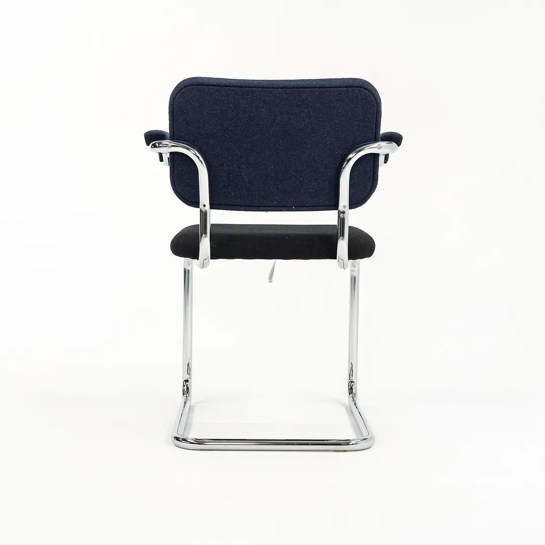 Nickel 2018 Marcel Breuer for Knoll Cesca Armchair in Blue & Black Fabric, Model 50A For Sale