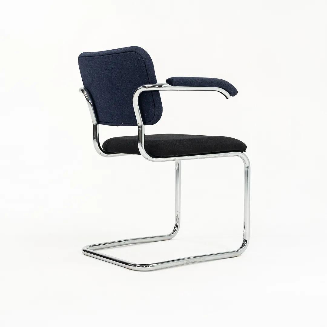 2018 Marcel Breuer for Knoll Cesca Armchair in Blue & Black Fabric, Model 50A For Sale 1