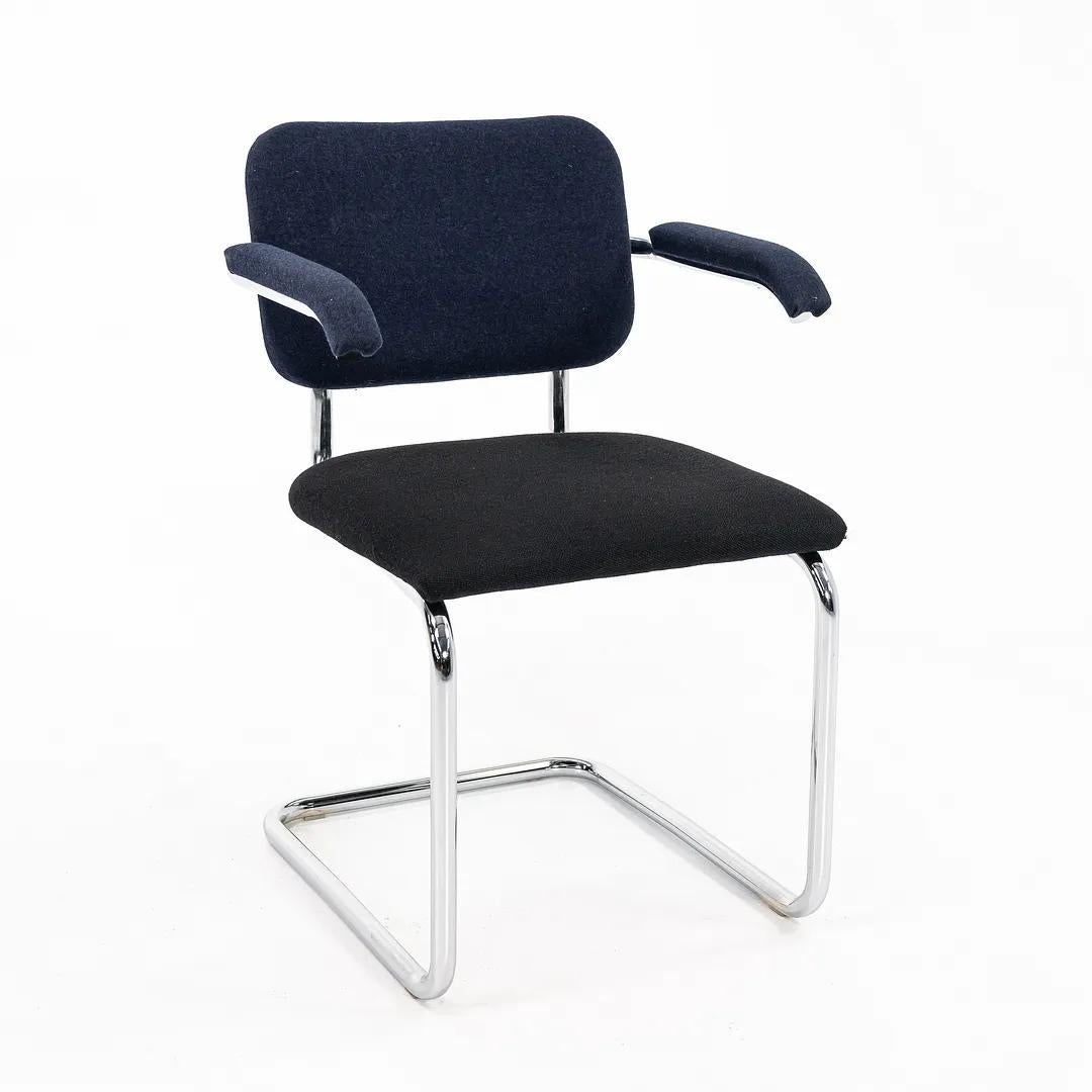 2018 Marcel Breuer for Knoll Cesca Armchair in Blue & Black Fabric, Model 50A For Sale 2