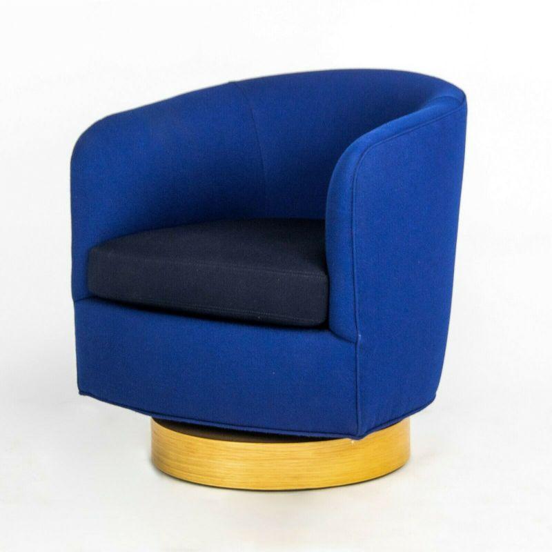 Contemporary 2018 Milo Baughman for Thayer Coffin Papa Roxy Swivel Lounge Chair Blue Fabric For Sale