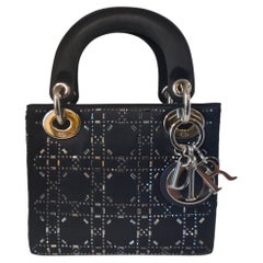 2018 Mini Satin Cannage Strass Crystal Embellished Lady Dior satchel