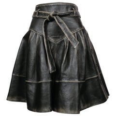 2018 MIU MIU distressed leather skirt with belt