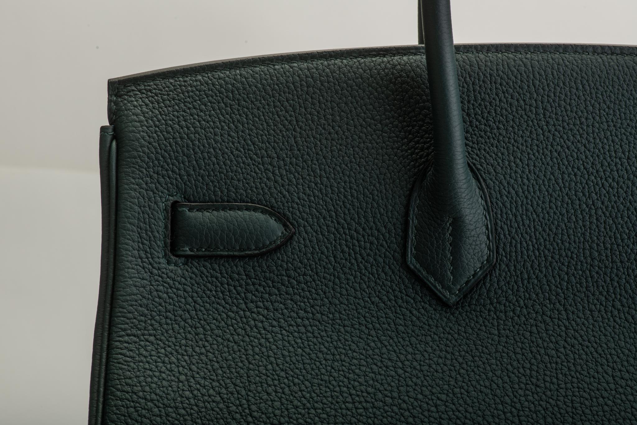 Hermès sac à main vert cyprès « Birkin Officier » neuf, 35 cm, 2018 en vente 5