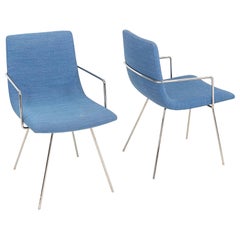 2018 Pair of Capra Arm Chairs by Lee Pasteris for Martin Brattrud in Blue Fabric