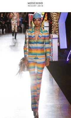 2018 Resort MOSCHINO COUTURE Colourful Pin Striped Tailored Blazer Jacket