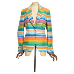 2018 Resort MOSCHINO COUTURE Colourful Pin Striped Tailored Blazer Jacket
