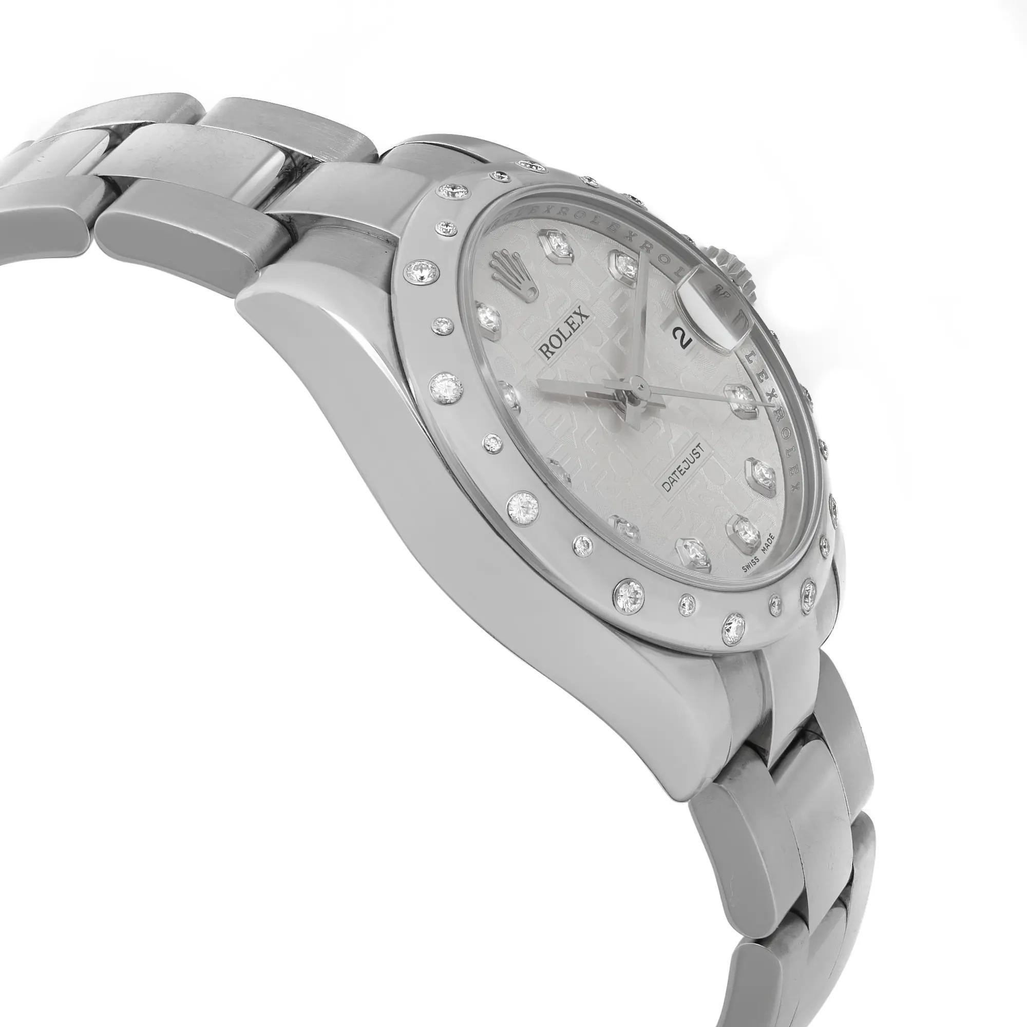 Women's 2018 Rolex Datejust 31 18K White Gold Silver Jubilee Diamond Dial Watch 178344