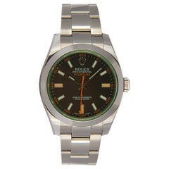2018 Rolex Stainless Steel Milgauss Black Green 116400GV Box and Papers