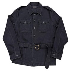 2018 Saint Laurent belted military cotton jacket