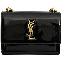 2018 Saint Laurent Black Leather Sunset Bag