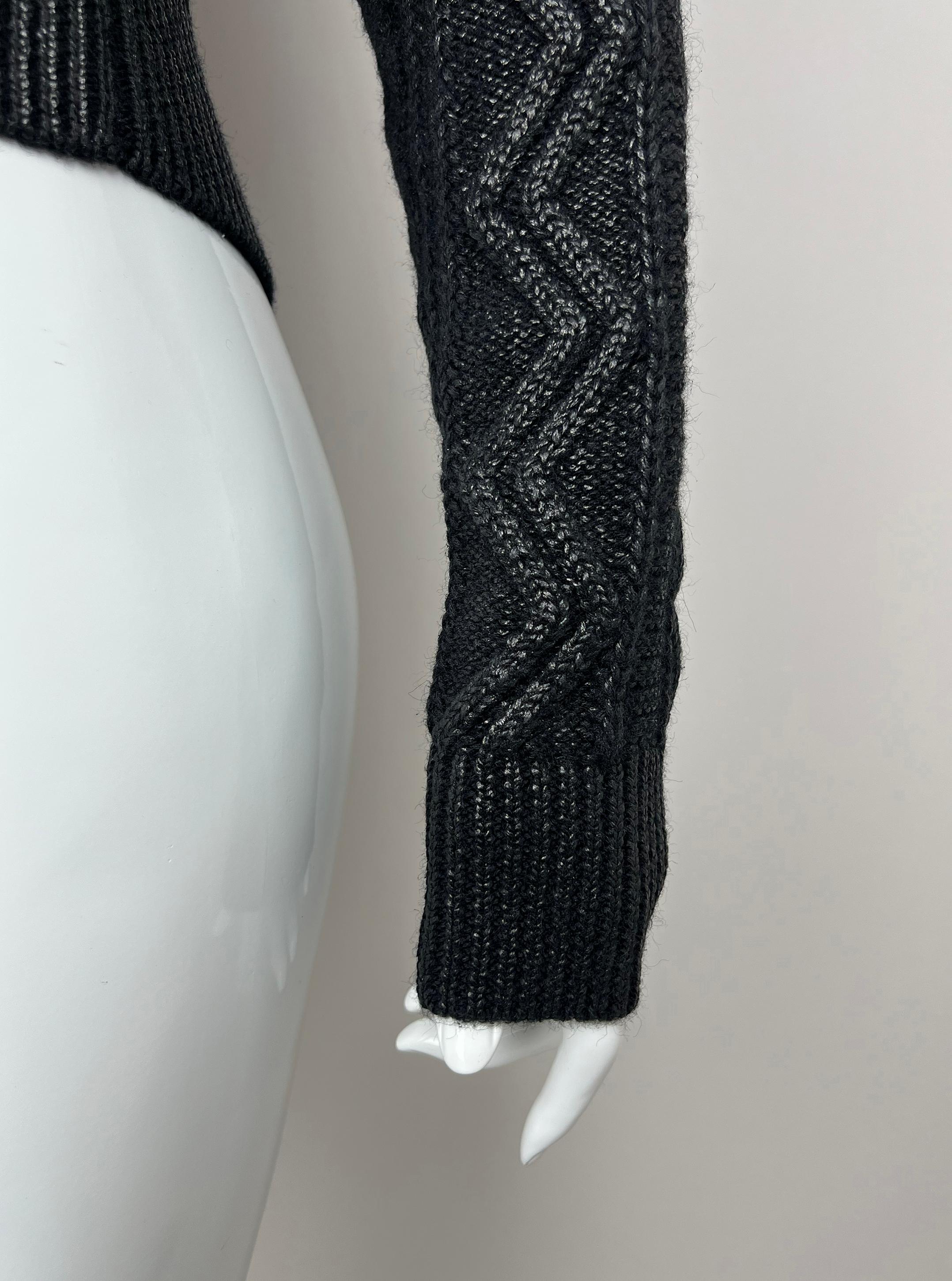 2018 Saint Laurent Paris  New with tags Paris coated cable knit sweater For Sale 12