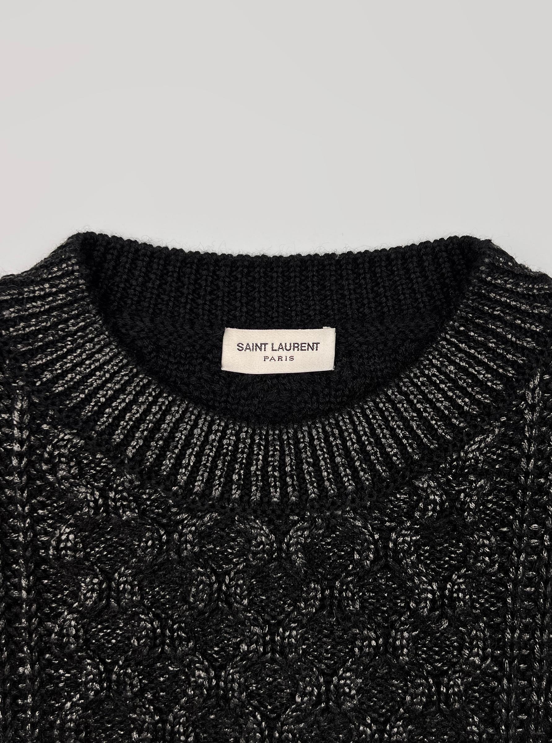 2018 Saint Laurent Paris  New with tags Paris coated cable knit sweater For Sale 1