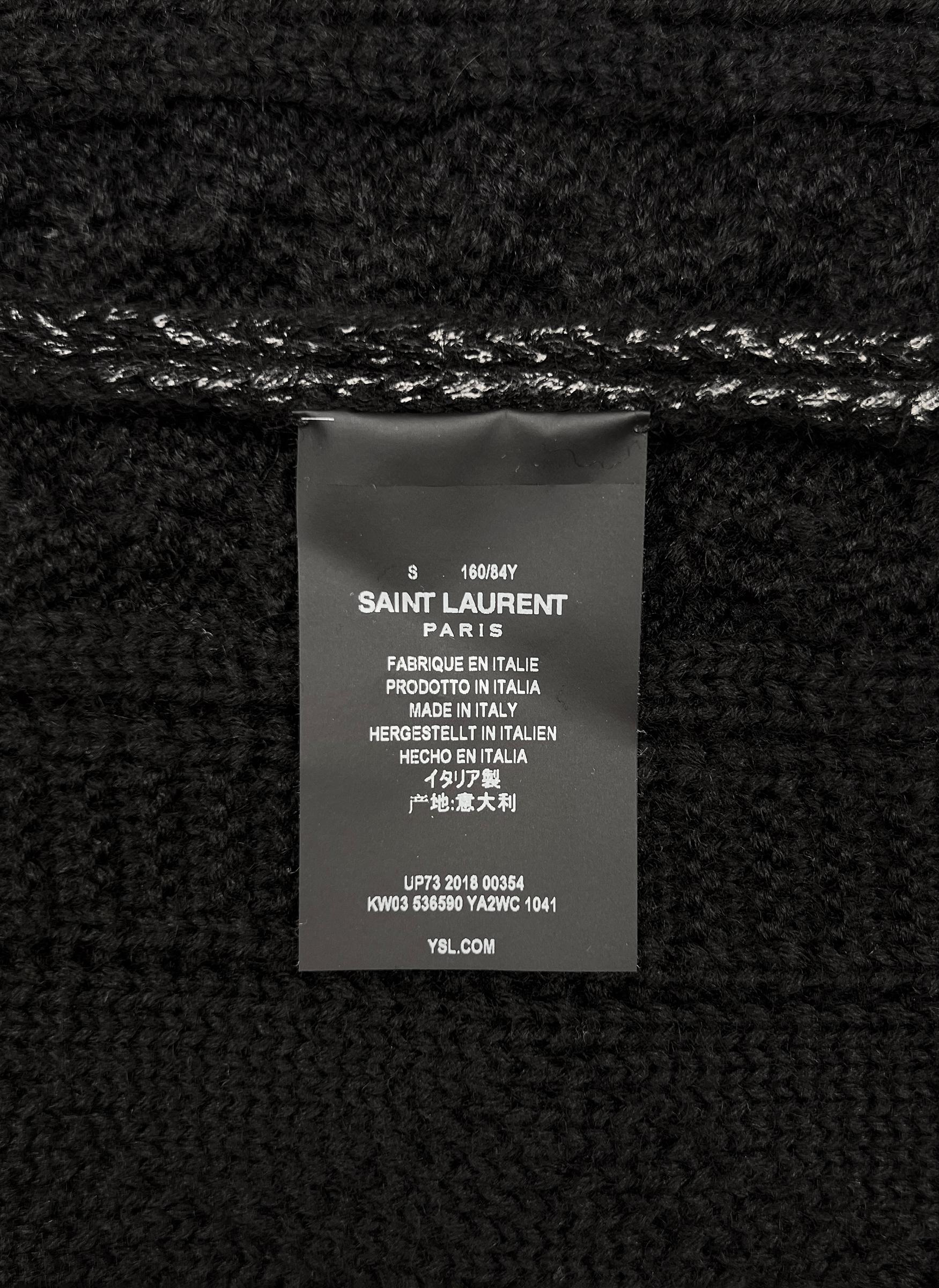 2018 Saint Laurent Paris  New with tags Paris coated cable knit sweater For Sale 3