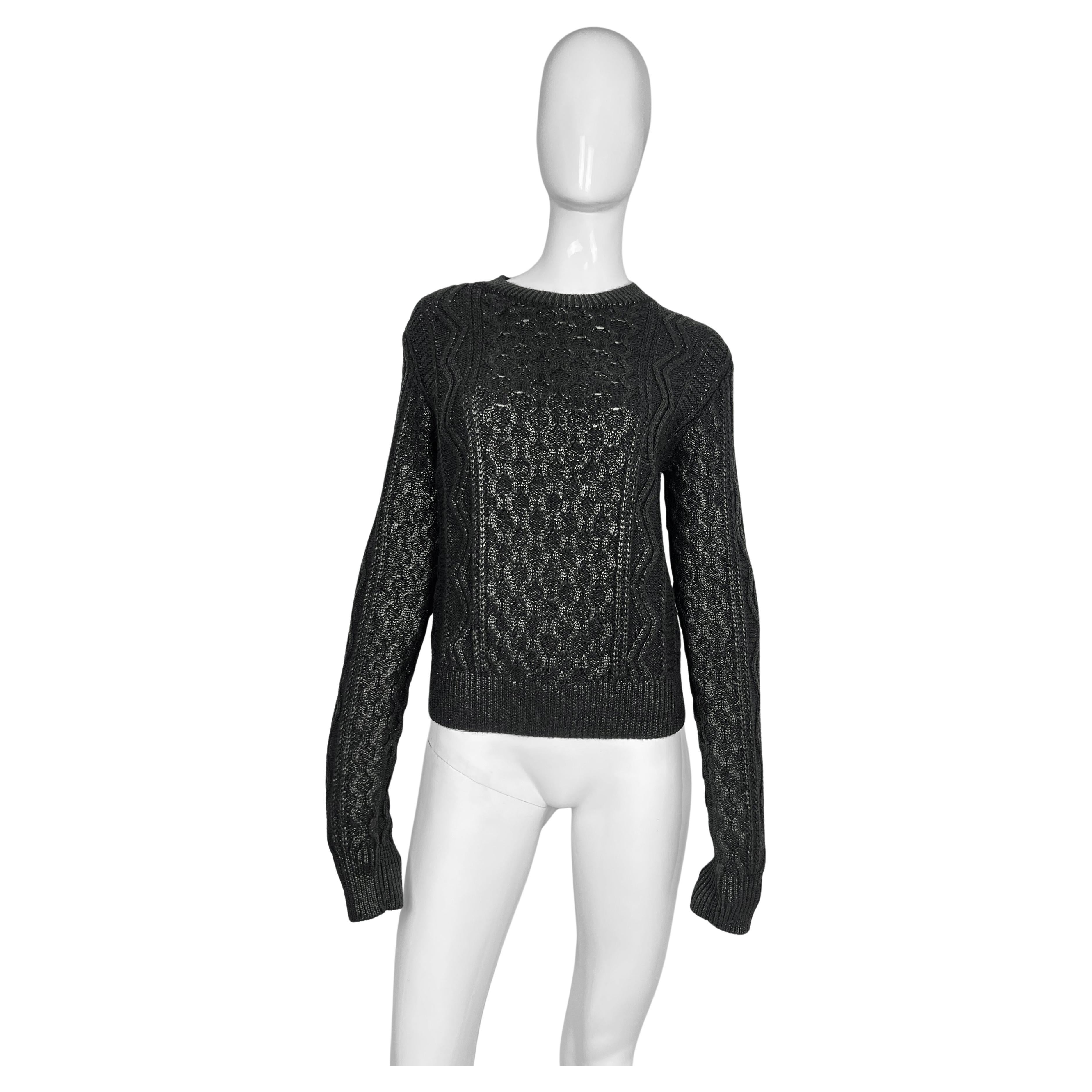 2018 Saint Laurent Paris  New with tags Paris coated cable knit sweater