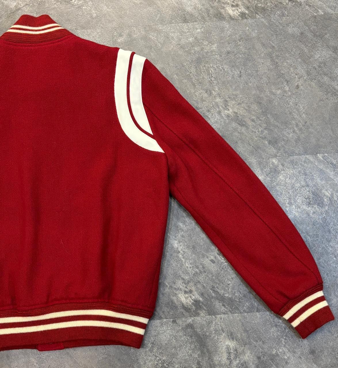 2018 Saint Laurent Red Wool Teddy Varsity Jacket For Sale 7