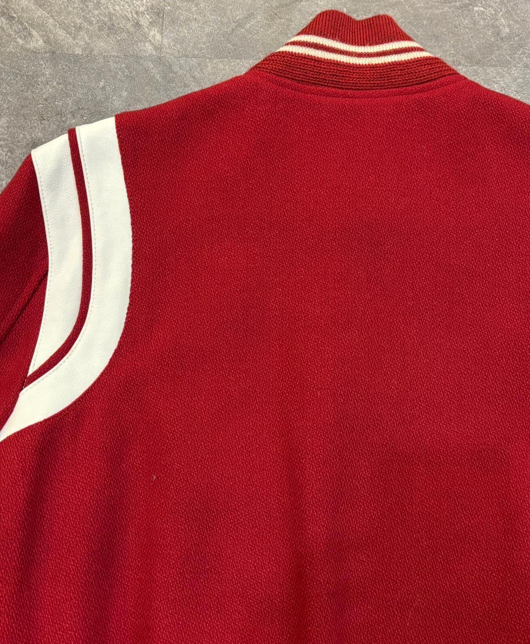 2018 Saint Laurent Red Wool Teddy Varsity Jacket For Sale 12