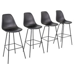 2018 Set of Four Herman Miller Eames Plastic Bar Stools in Black 2018 Set of Four Herman Miller Eames Plastic Bar Stools in Black
