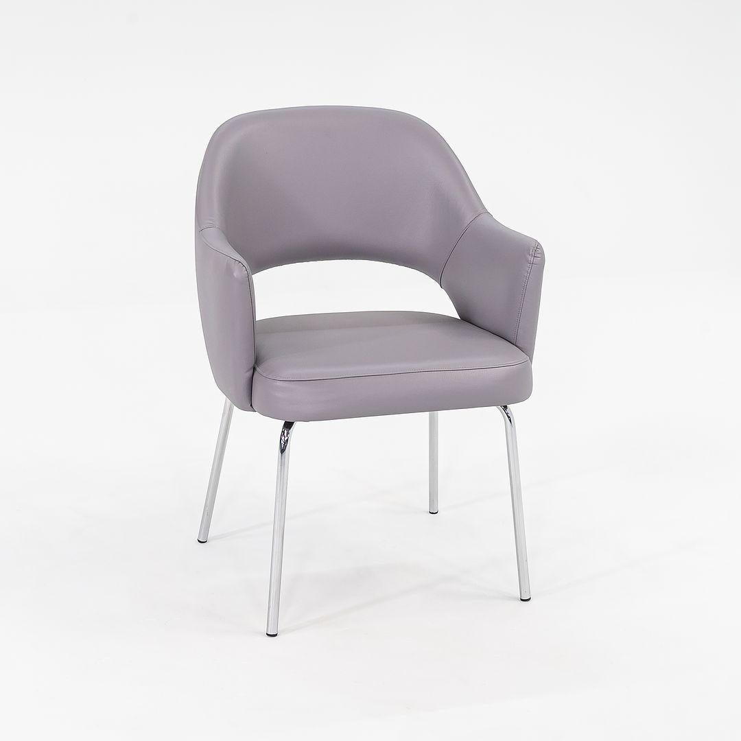 This is a set of four Tonik 1101 chairs, designed and produced by Nightingdale. These particular pieces were produced C. 2018. The chairs are comprised of a steel tubular frame and a molder plywood seat fully upholstered in grey viynl. The listed