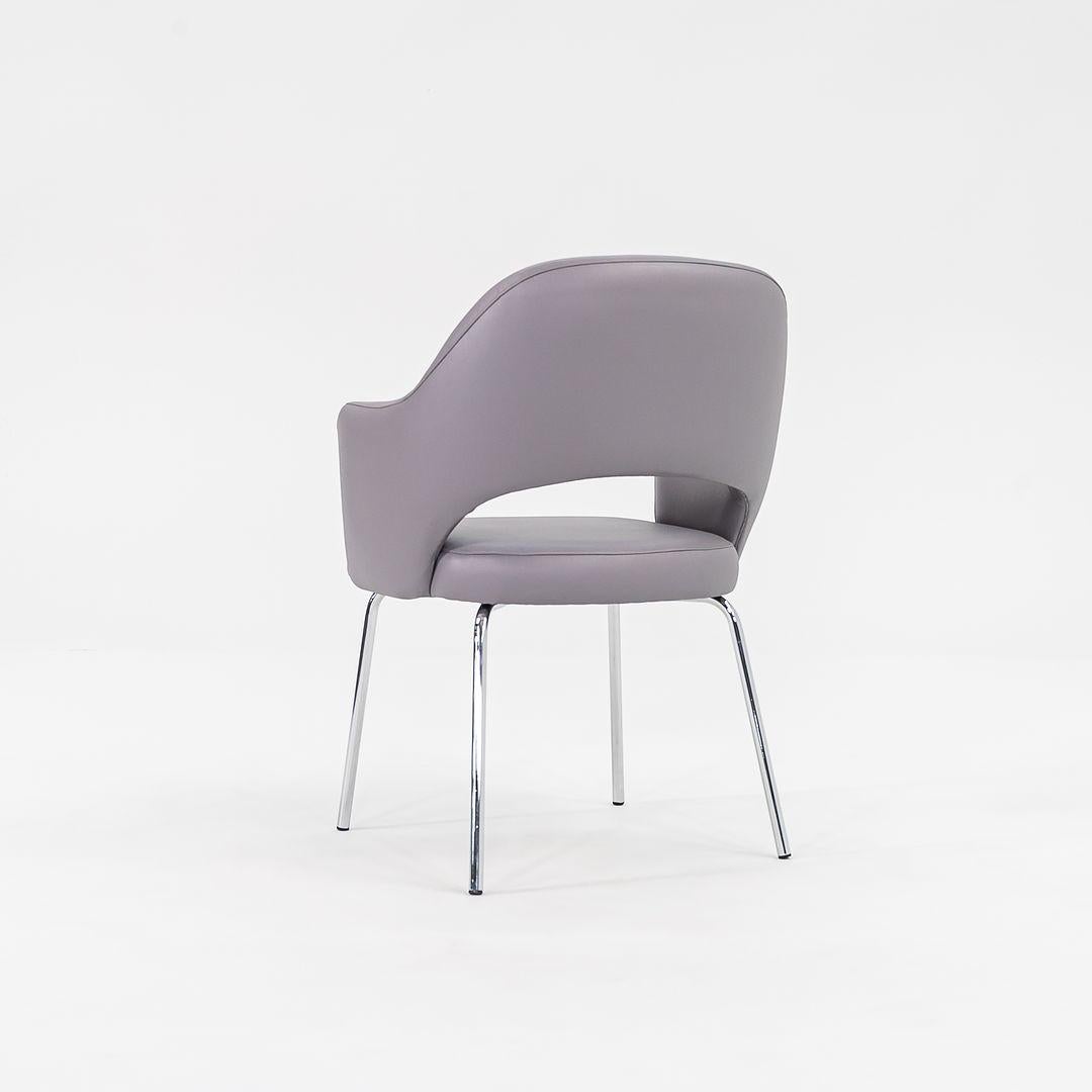 Modern 2018 Set of Four Nightingale Corp Grey Leather Tonik Dining Arm Chair Grey Vinyl For Sale