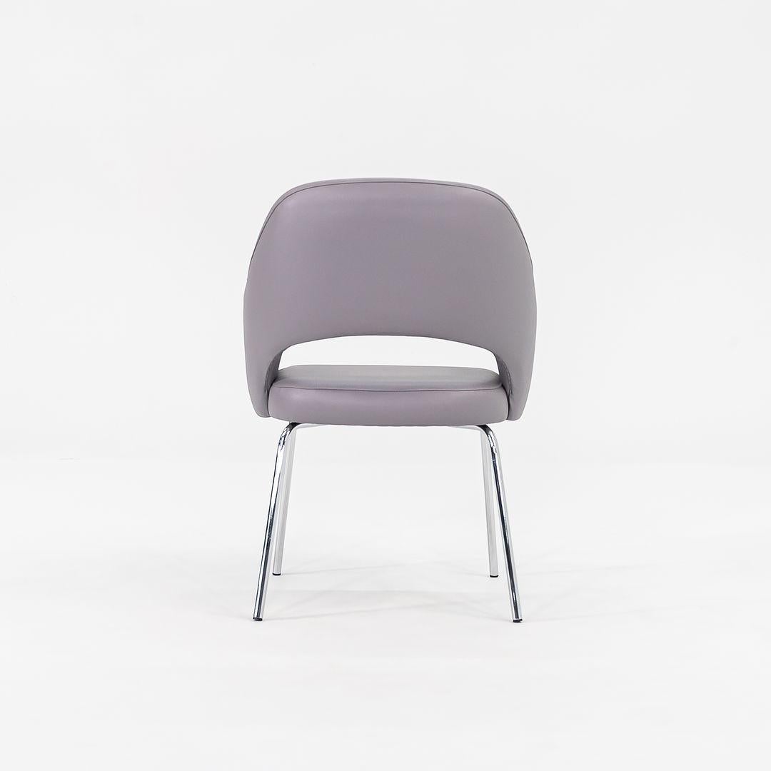 Contemporary 2018 Set of Four Nightingale Corp Grey Leather Tonik Dining Arm Chair Grey Vinyl For Sale