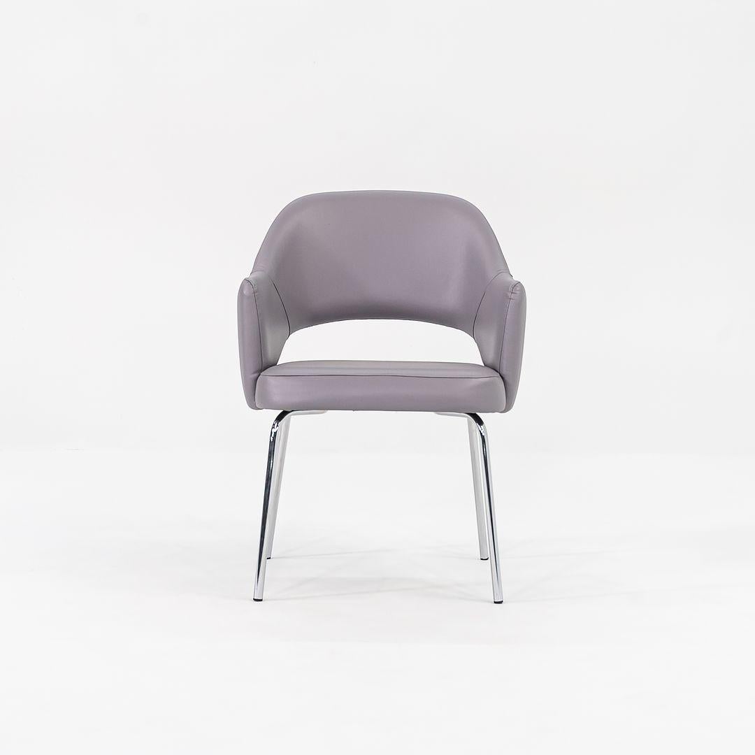 2018 Set of Four Nightingale Corp Grey Leather Tonik Dining Arm Chair Grey Vinyl For Sale 2