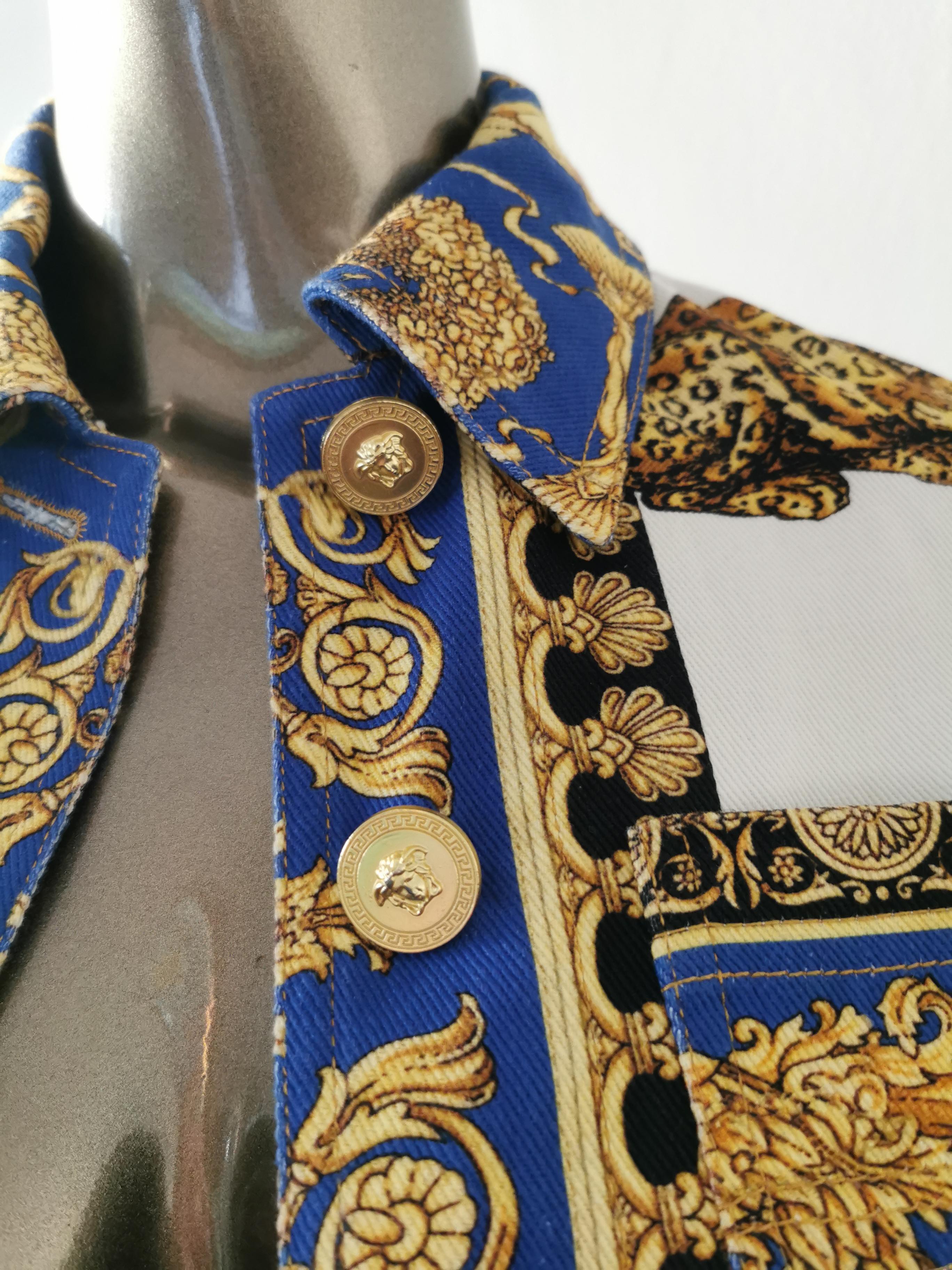 2018 VERSACE Signature Pillow Talk Cropped Denim Jacket SZ 38 1