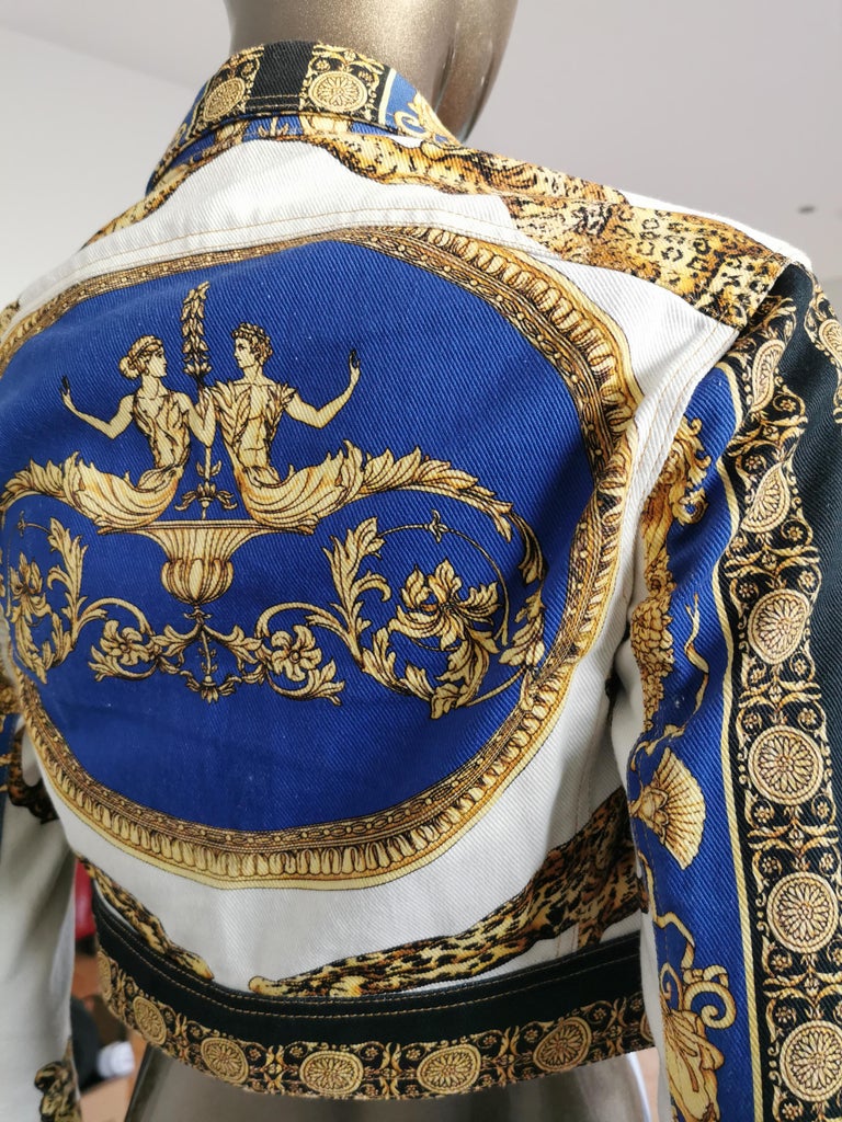 Cropped Jacket Versace Blue Coat Buy Versace Cropped Cotton Long